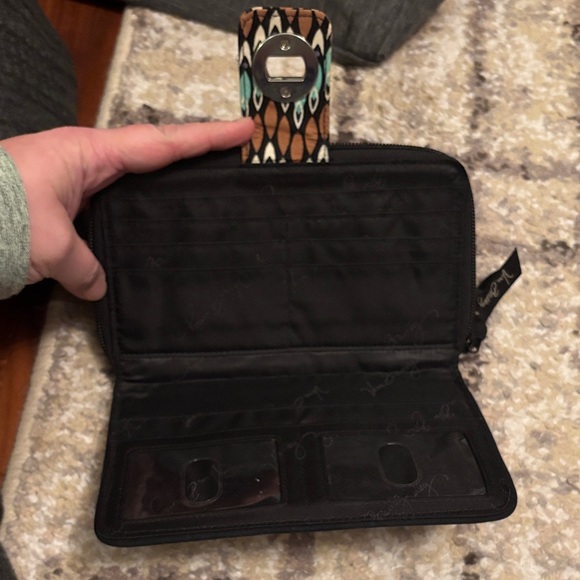 Vera Bradley Brown and Teal Women's Wallet - Picture 3 of 4